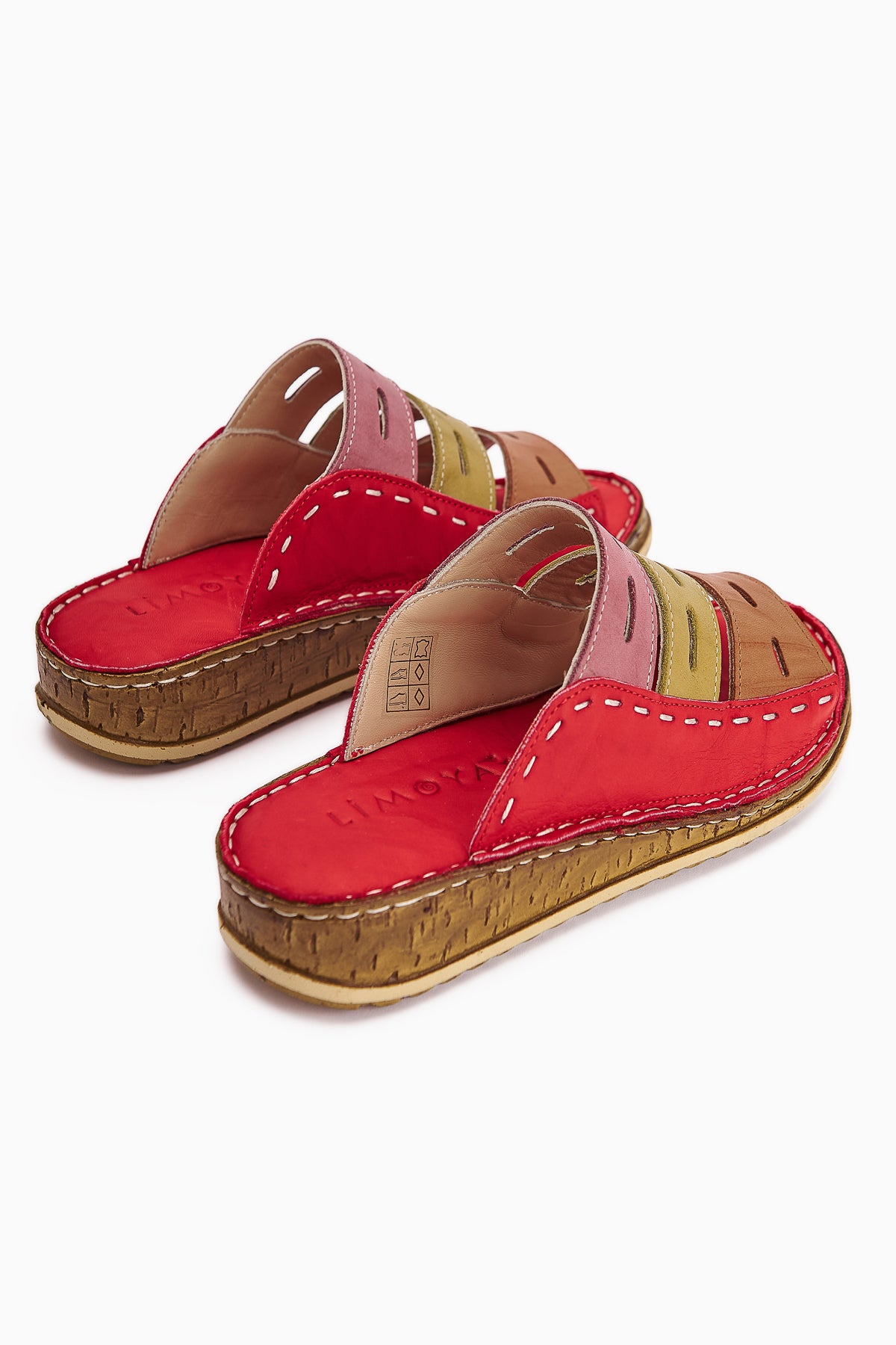 Echtes Leder Joelle Rot Lila Orange Grün Beige Comfort Laser Cut Pantoletten