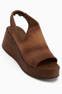 Echtes Leder Rozelin Tan Elastisch Keil Damen Sandale