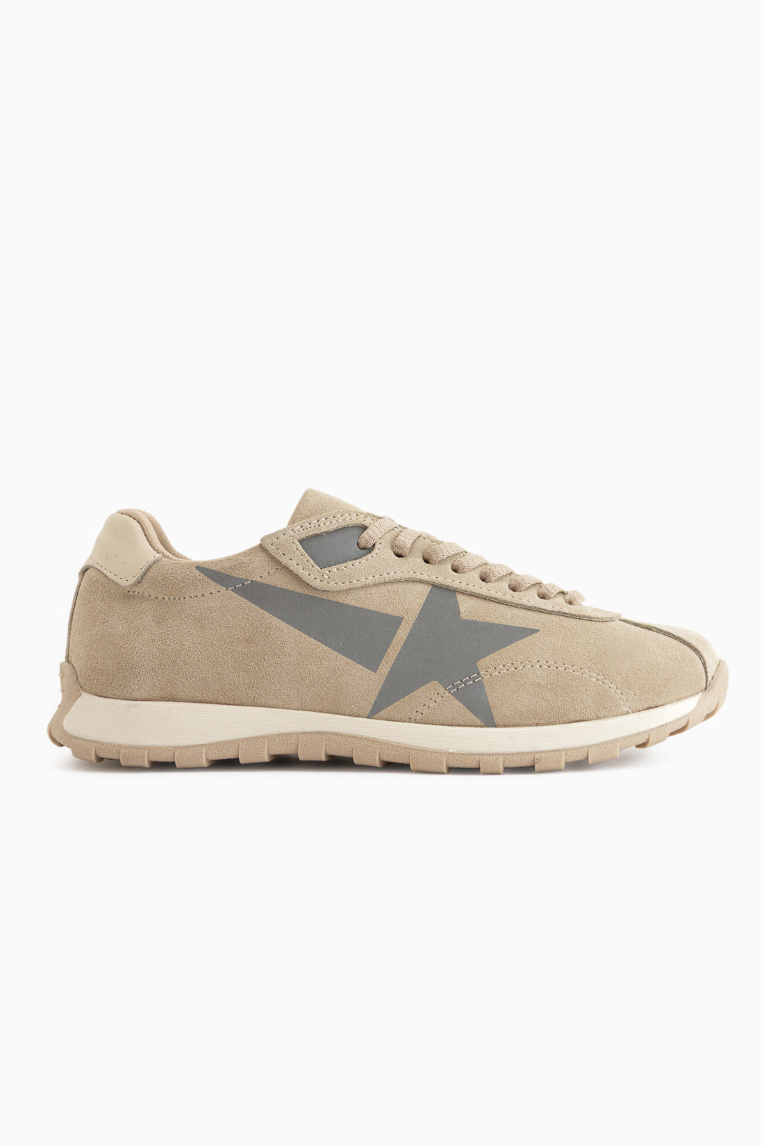 Genuine Leather Polly Beige Suede Star Detailed Women’s Sneakers
