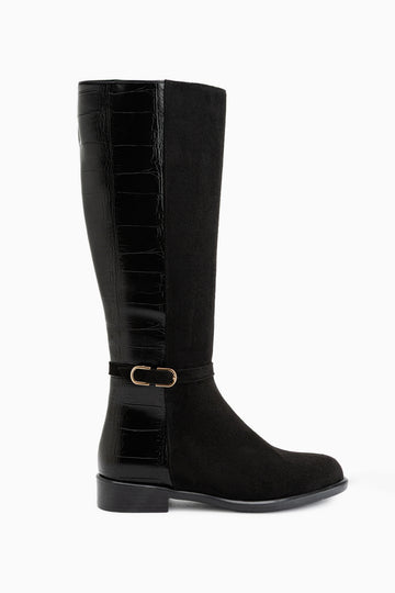 Essie Schwarze Wildleder Schnallen Damen Stiefel