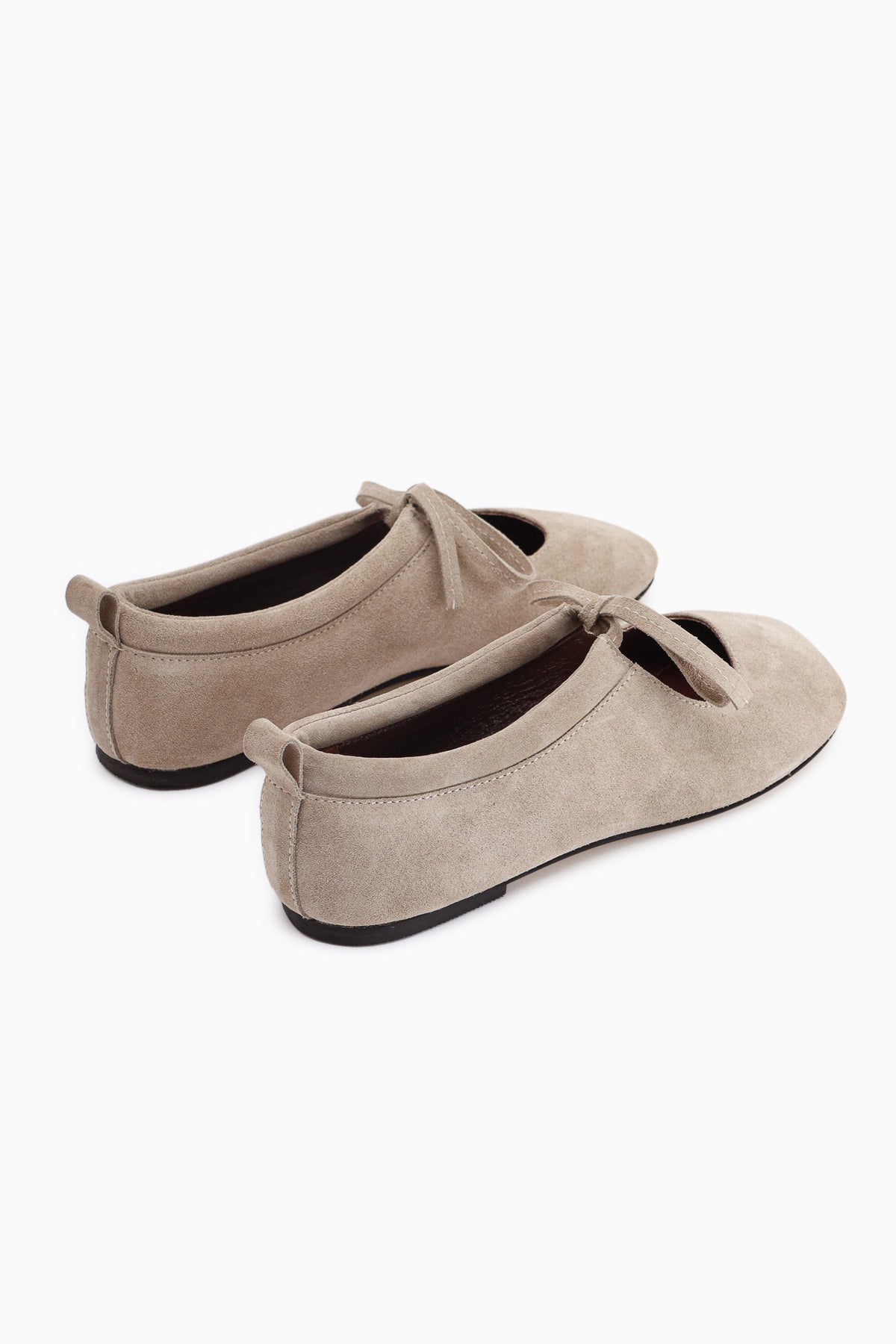 Ninva Echtes Leder Beige Schleife Schnür Damen Ballerinas