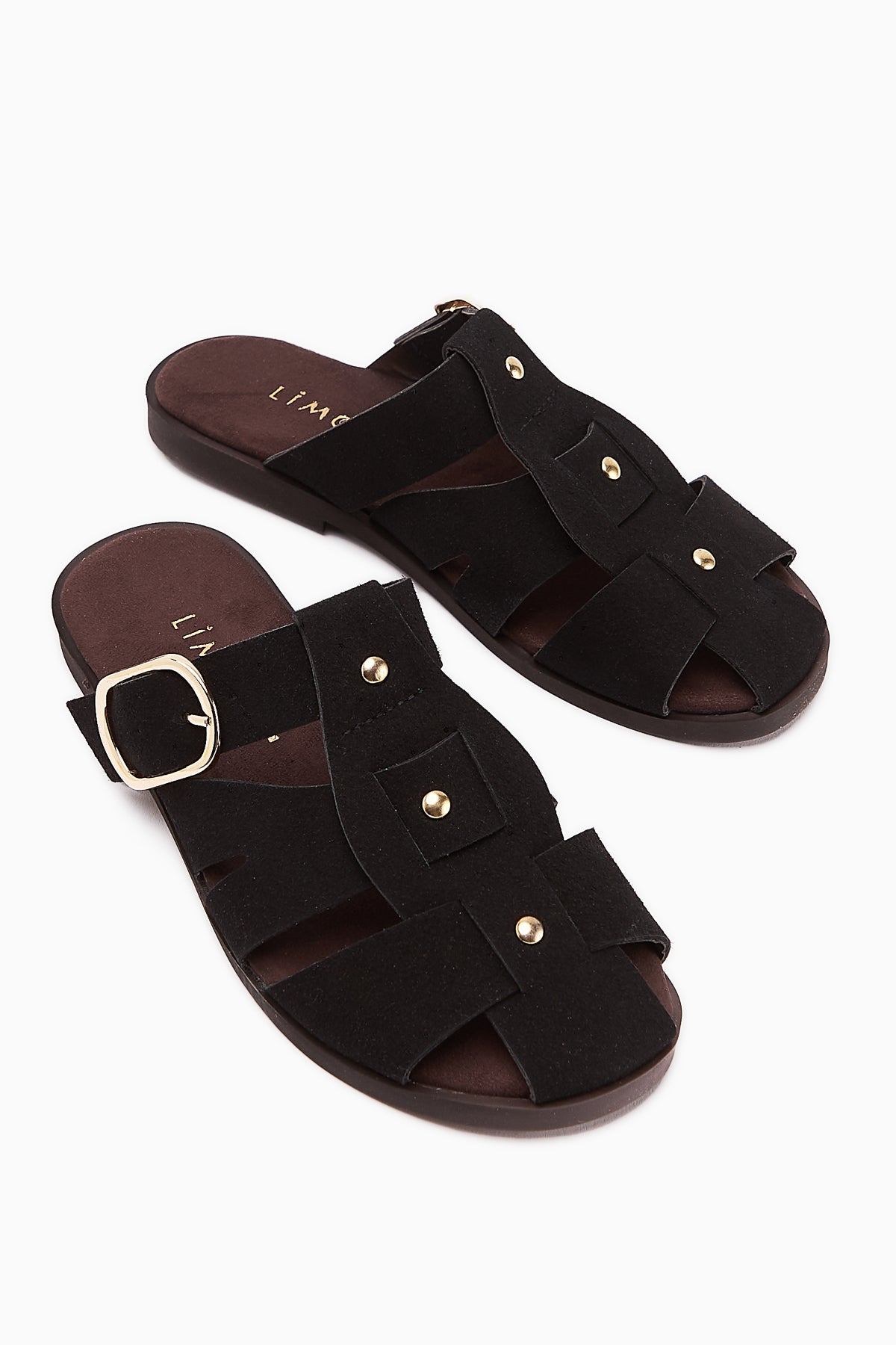 Hima Black Comfort Buckled Women's Slippers