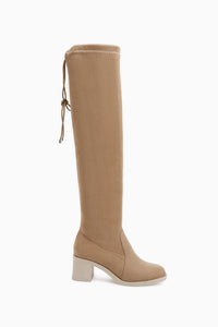 Roxie Beige Suede Stretch Long Women’s Boots