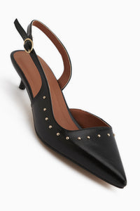 Marica Schwarze Nieten Kurze Absatz Damen Schuhe