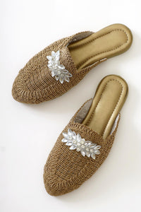 Marlina Mink Buckle Detailed Knitted Slippers