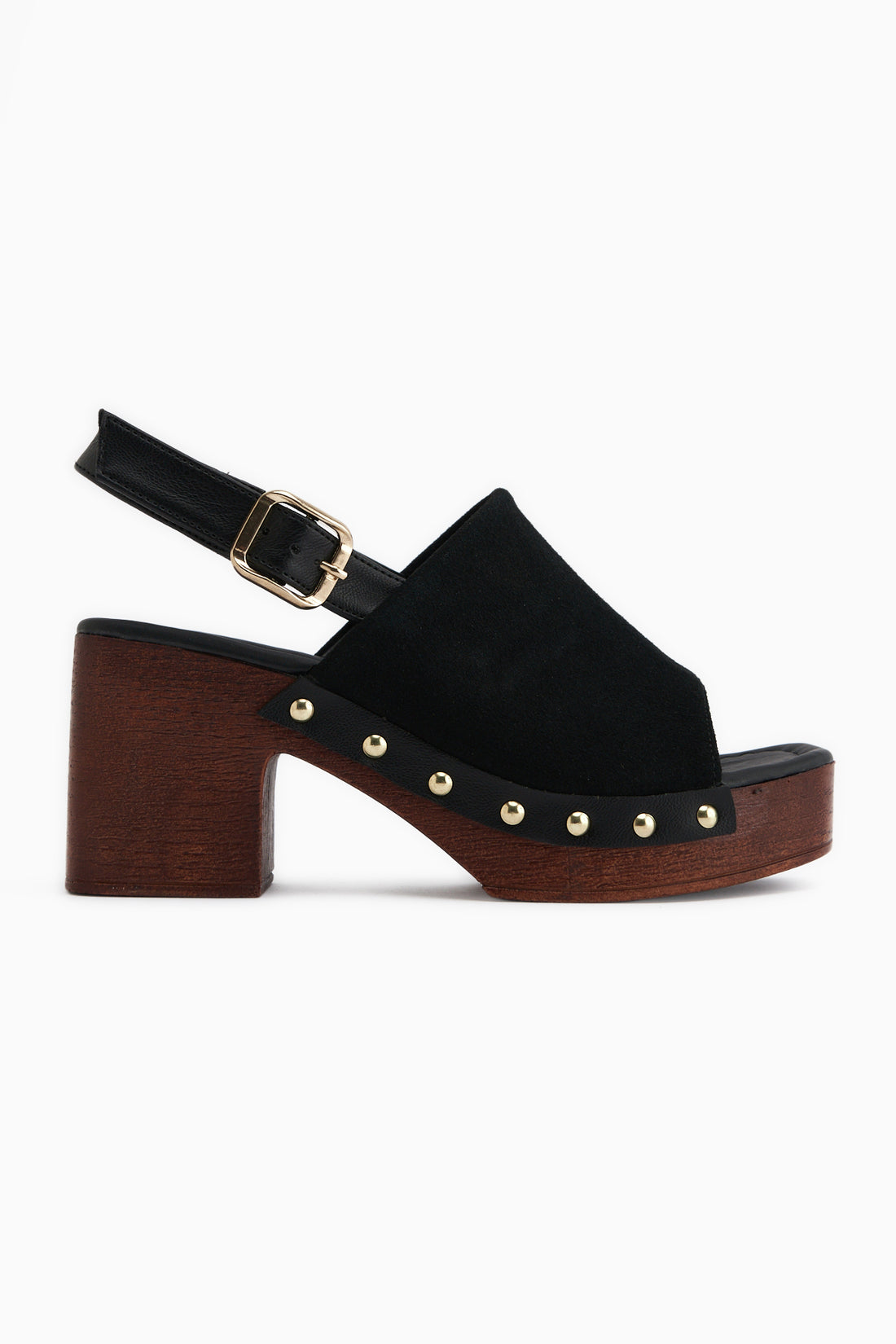 Cindy Schwarz Wildleder Plattform Absatz Damen Sandale