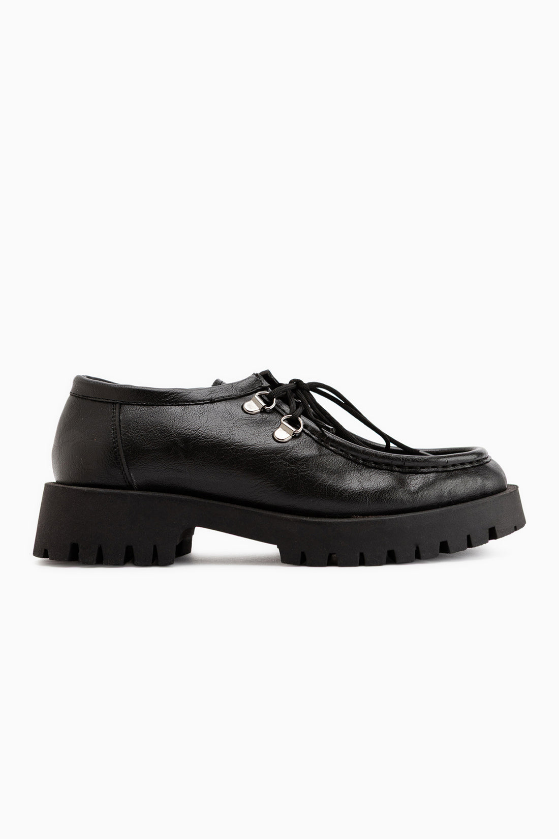 Trudy Schwarze Schnürung Dicke Sohle Damen Loafer