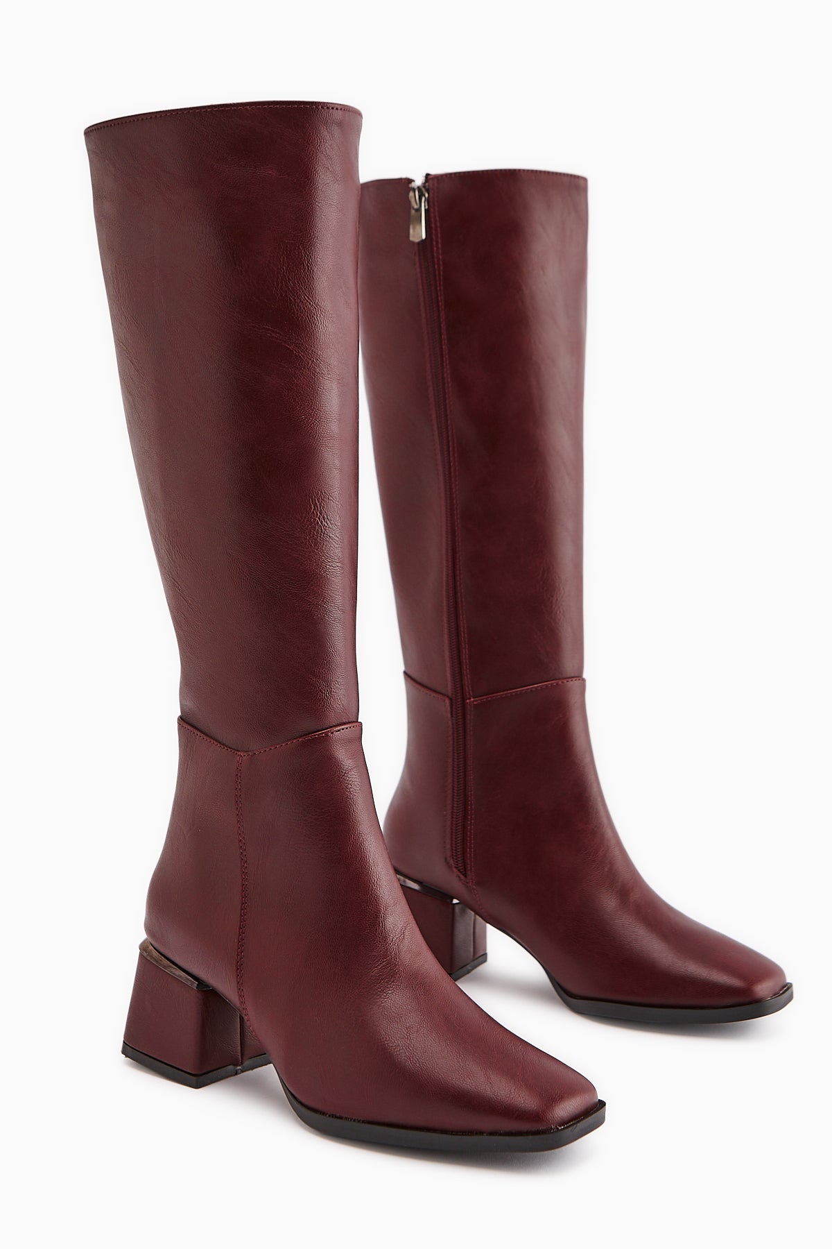 Miami Burgundy Square-Toed Boots