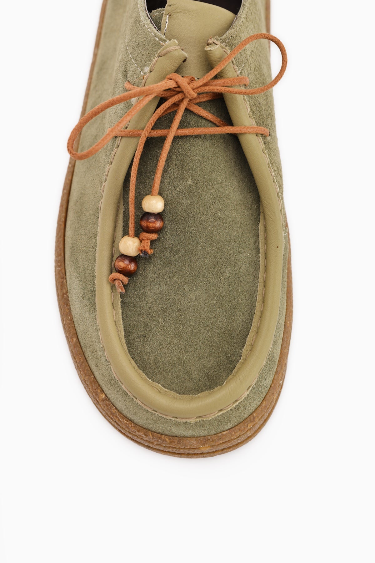 Polin Genuine Leather Khaki Suede Lace-Up Daily Loafer Shoe