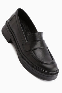 Britha Genuine Leather Black Penny Loafer Women’s Daily Shoes