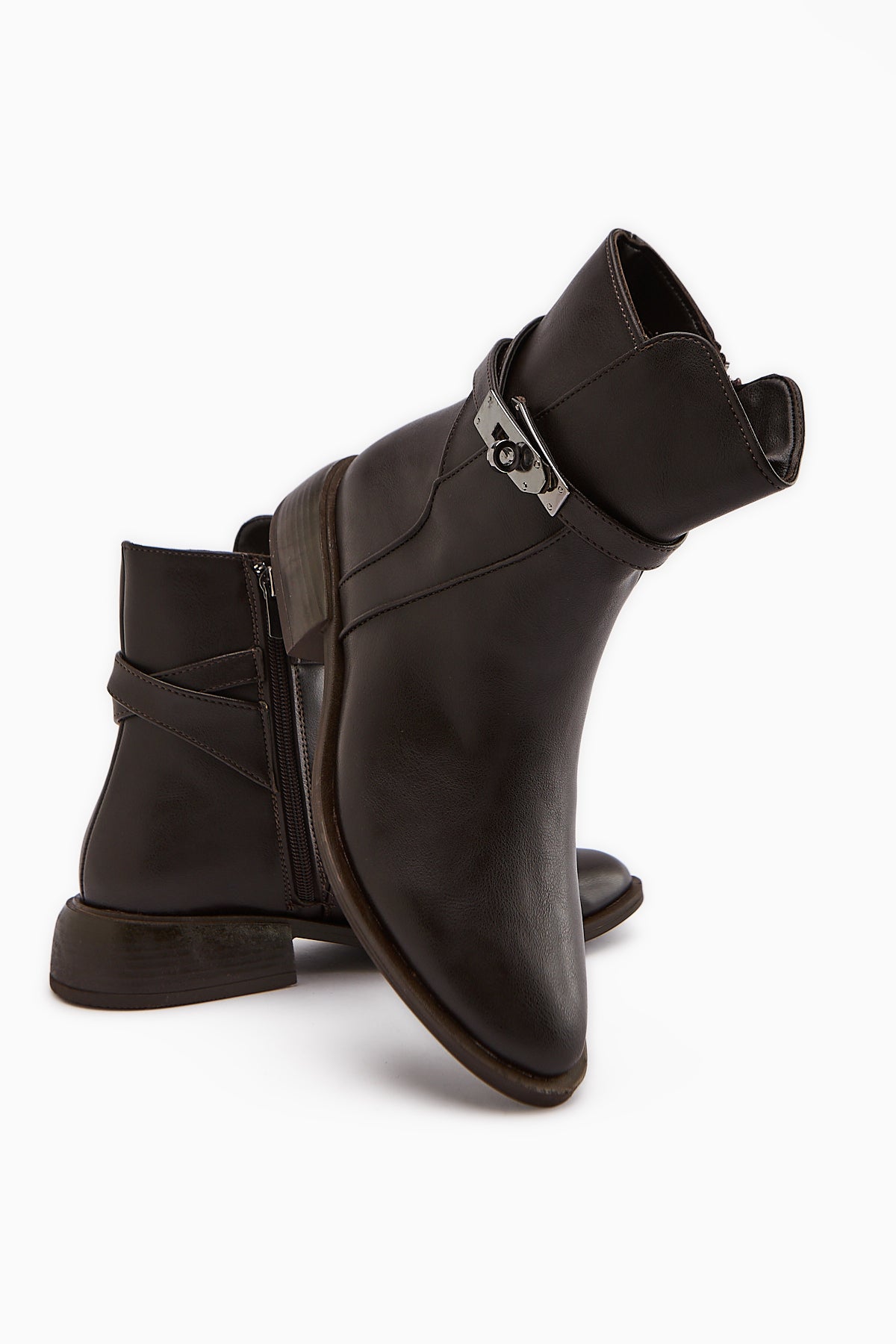Tinna Coffee Buckle Detailed Women's Boot