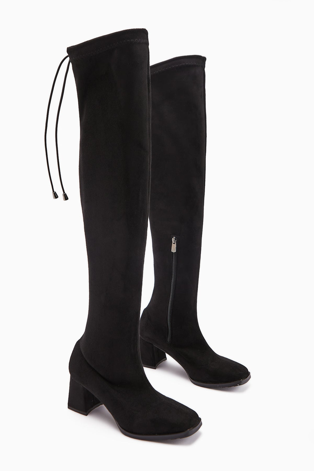 Chaza Black Suede Over-The-Knee Stretch Women's Boots