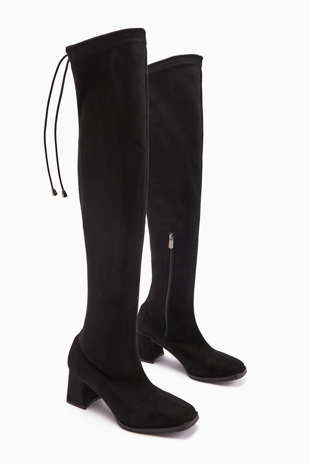 Chaza Black Suede Over-The-Knee Stretch Women's Boots