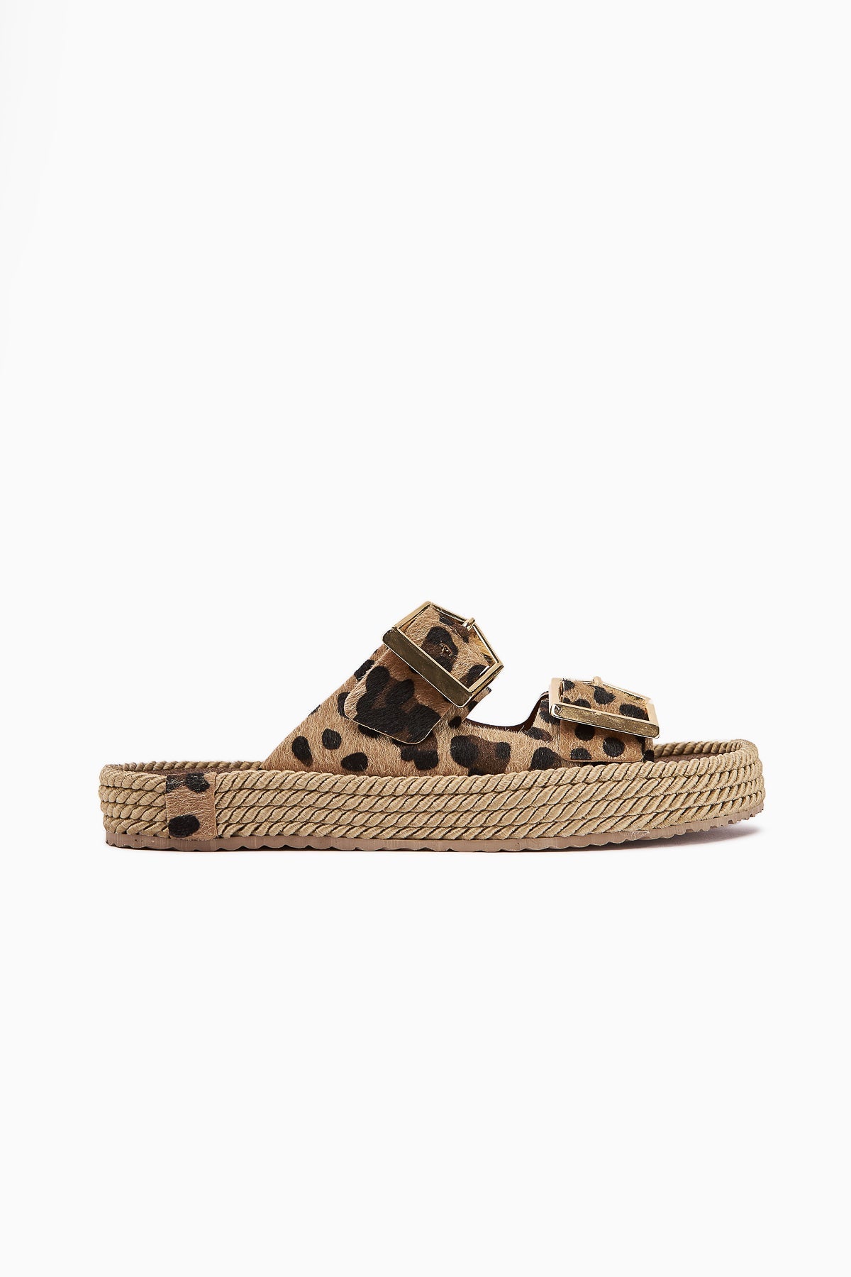 Horia Leopard Print Double Strap Woven Sole Women's Slipper