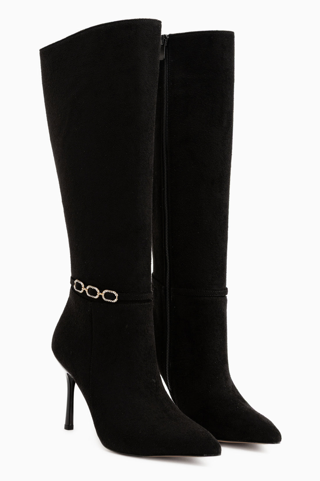 Patty Schwarz Wildleder Schlanke Absatz Damen Stiefel
