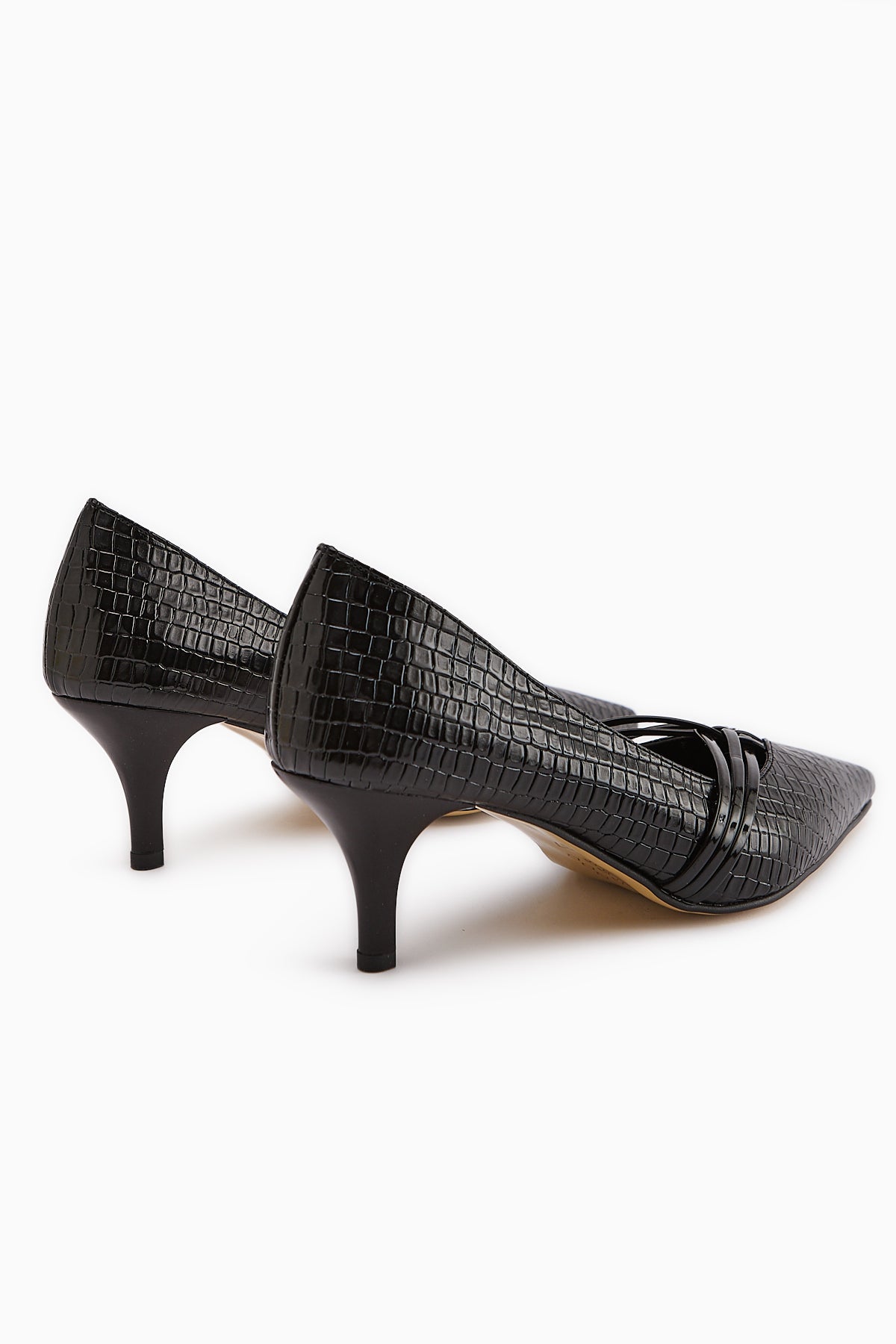 Riyam Black Crocodile Pattern Women's Stiletto