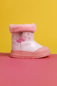 Elea Pink Cartoon Character Printed Furry Baby Boots