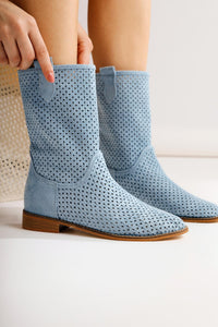 Winni Baby Blue Low Heeled Summer Boots