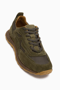 Selena Echtes Leder Khaki Wildleder Detail Damen Sneaker