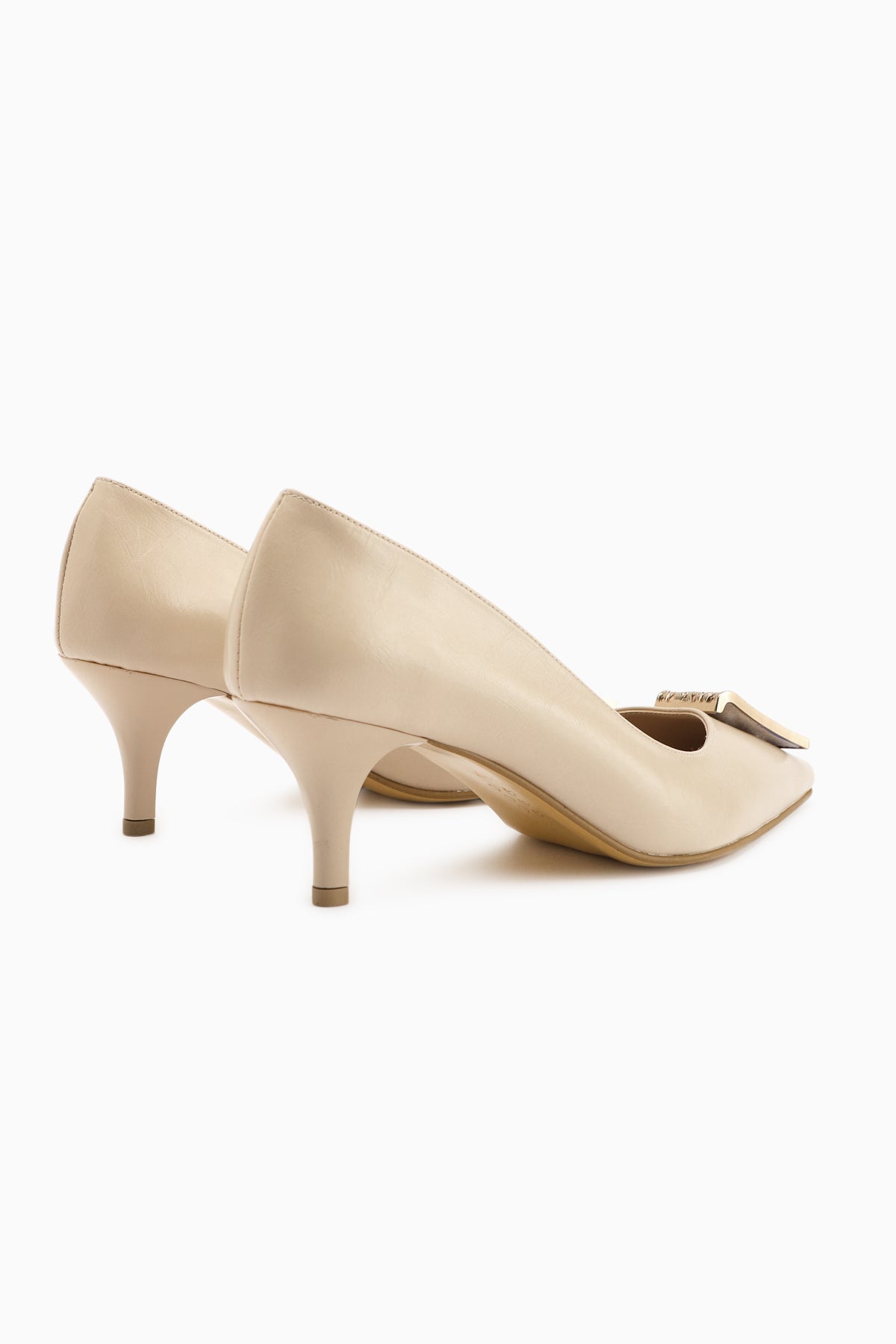 Lian Beige Buckled Stiletto Heels