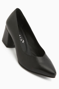Ferida Echtes Leder Schwarze Dicke Absatz Damen Schuhe