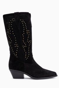 Neira Echtes Leder Schwarz Sommer Western Damen Stiefel