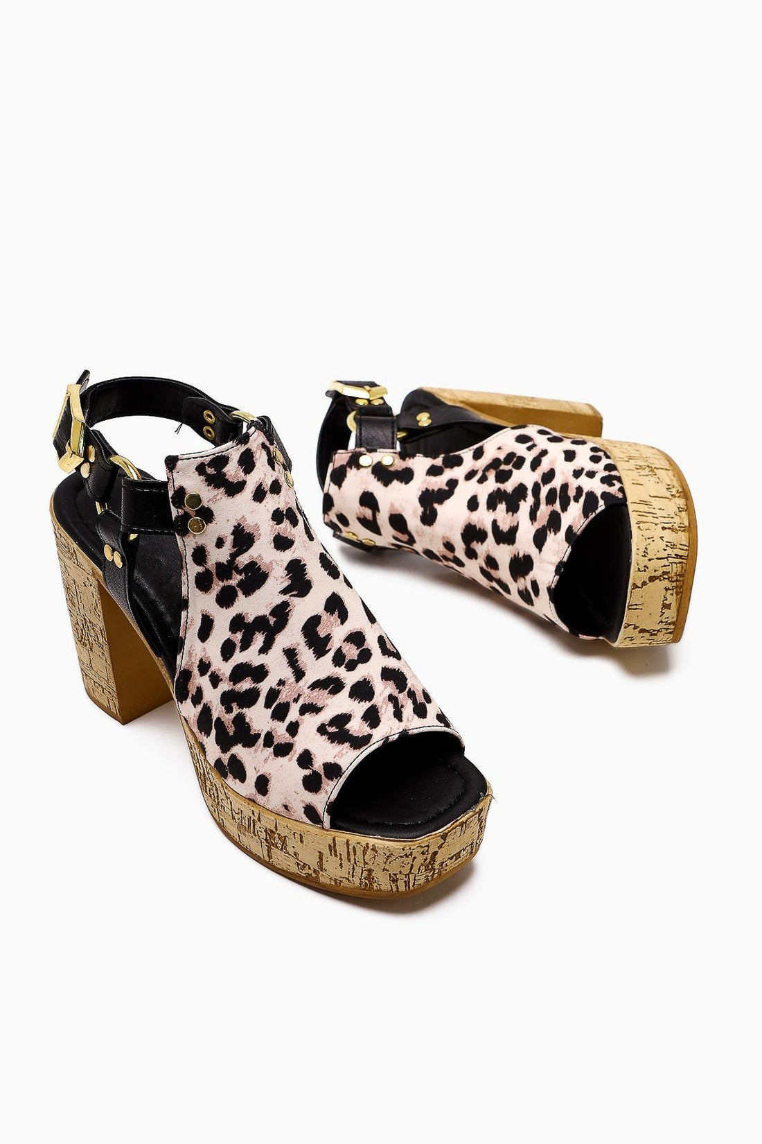 Hadel Schwarz Leoparden Gürtel Plattform Absatz Damen Sandale