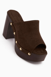 Gracia Braun Wildleder Plattform Absatz Damen Pantoletten