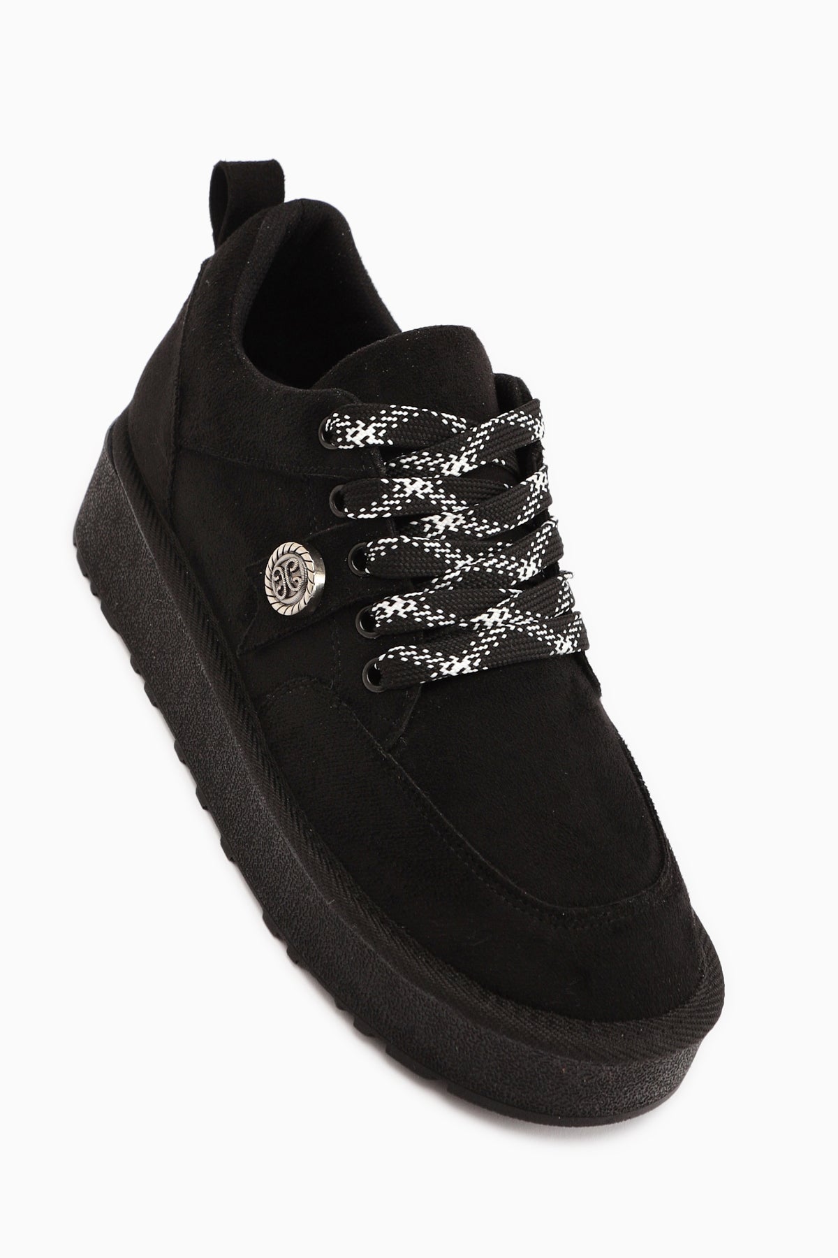 Serina Black Suede Lace-Up Women's Casual Shoe