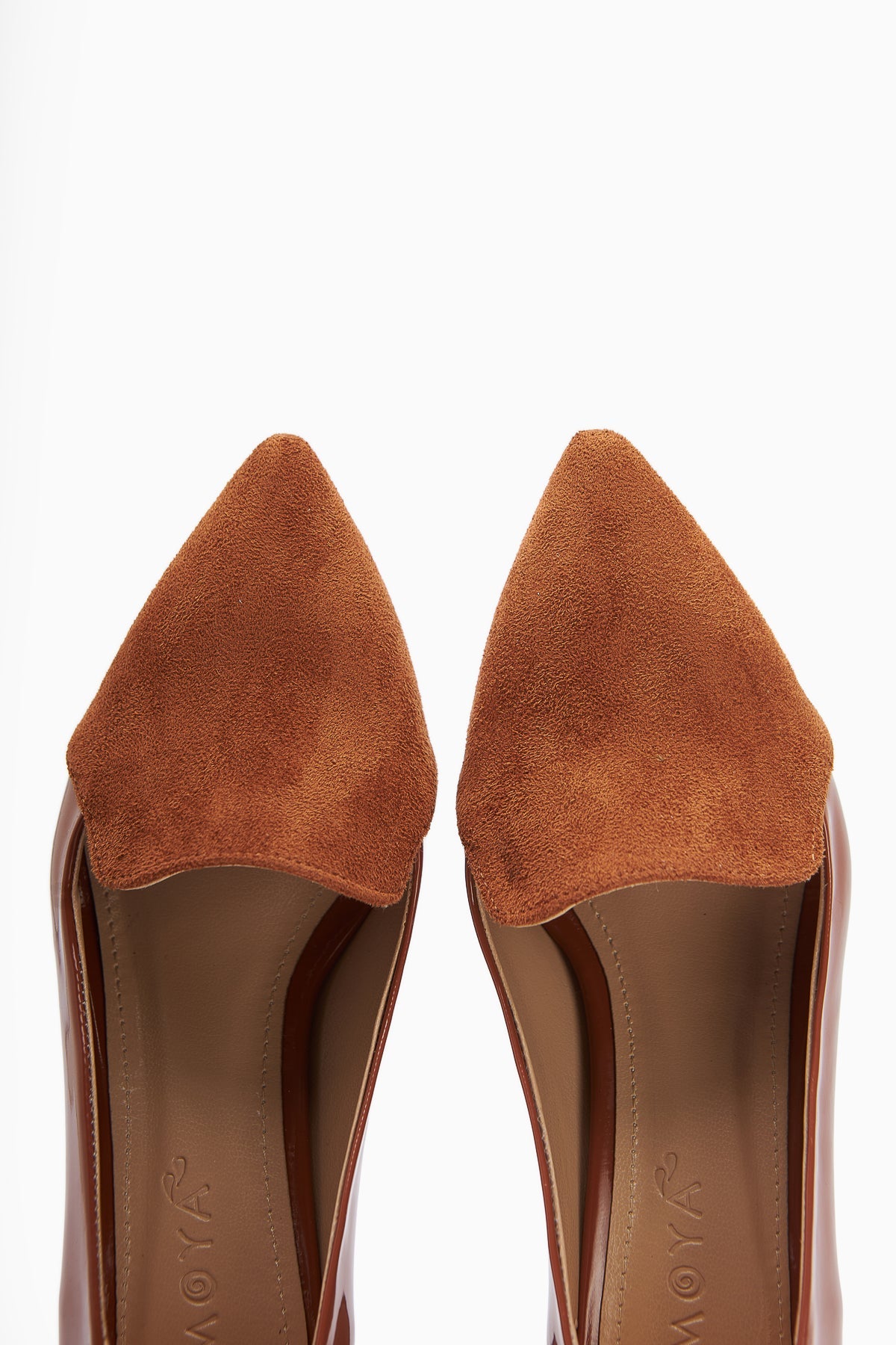 Gisela Taba Wildleder Detaillierte Lackleder Absatz Damenschuhe