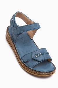 Leone Echtes Leder Blau Damen Sandale