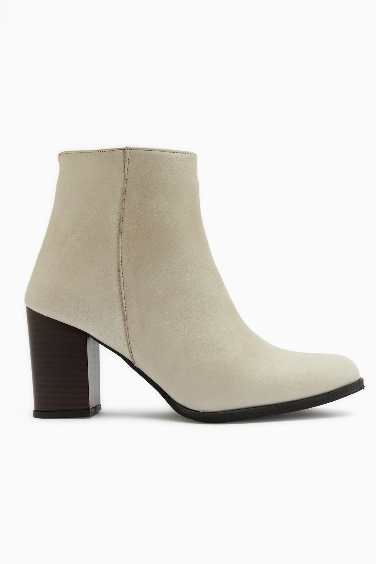 Teres – Genuine Leather Beige Heeled Boot (Women)