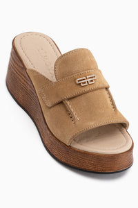 Roxana Beige Stein Detail Damen Wedge Sandale