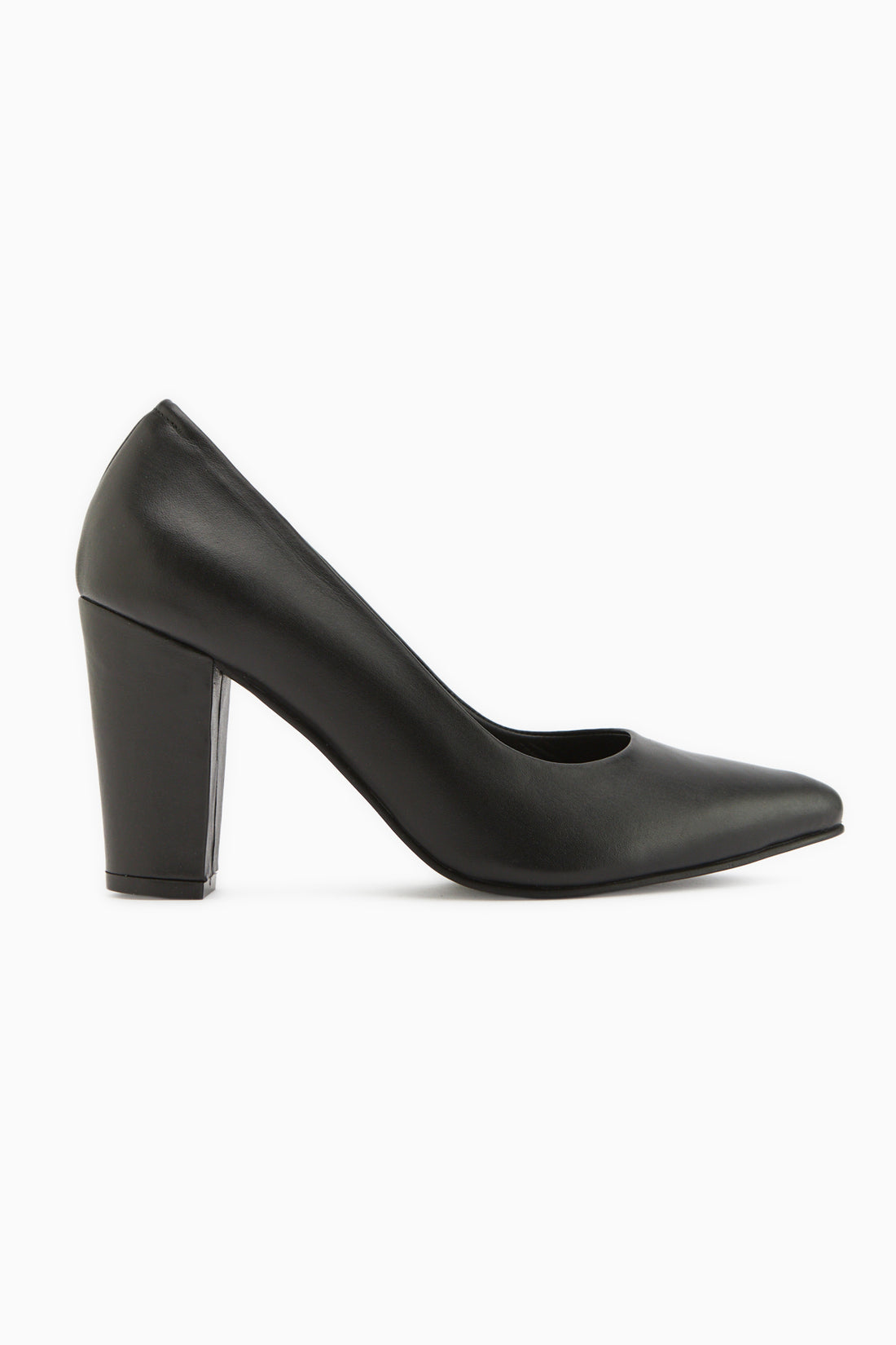 Emily Echtes Leder Schwarze Dicke Absatz Damen Schuhe