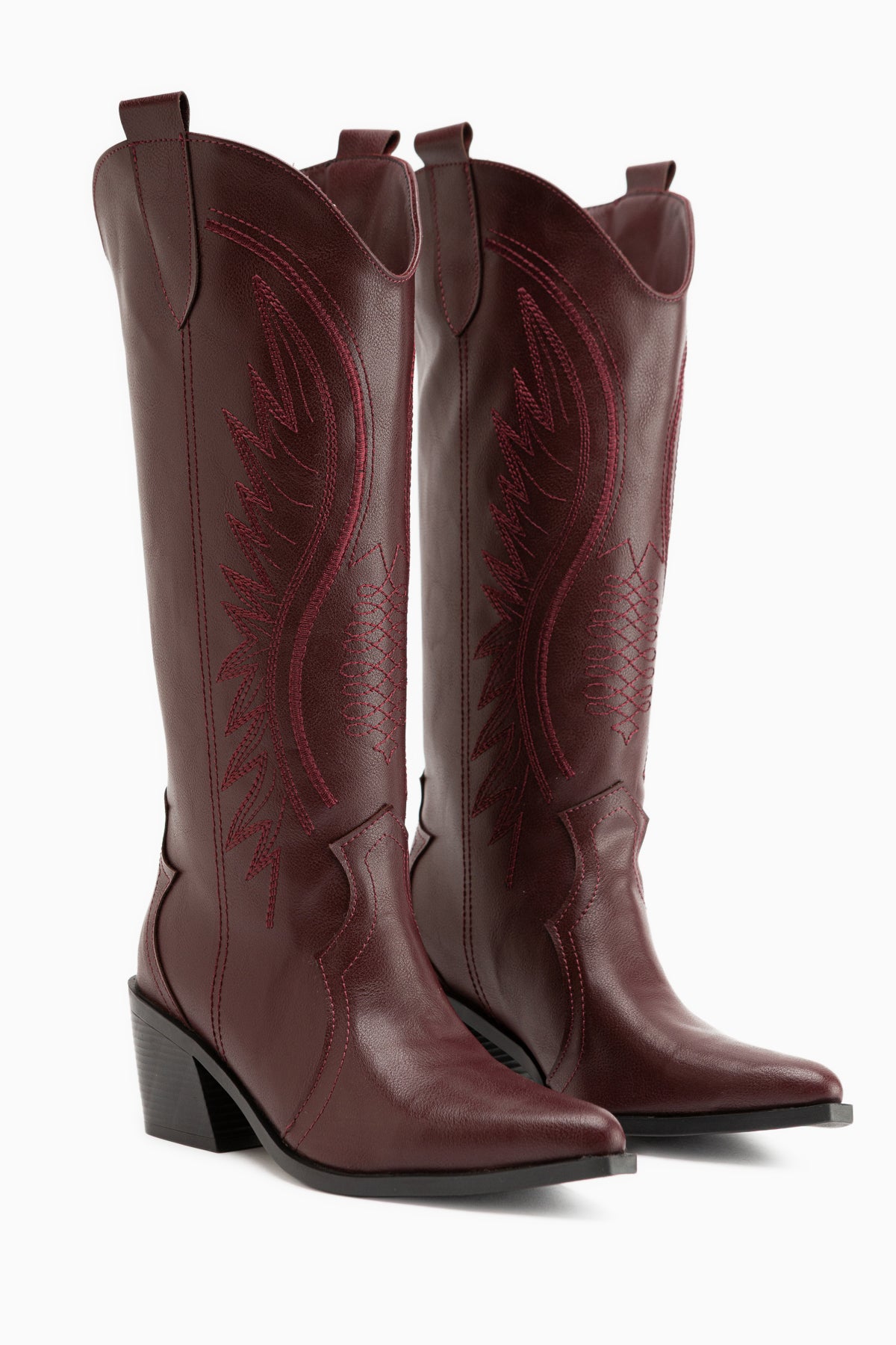 Hero Burgundy Embroidered Cowboy Boots