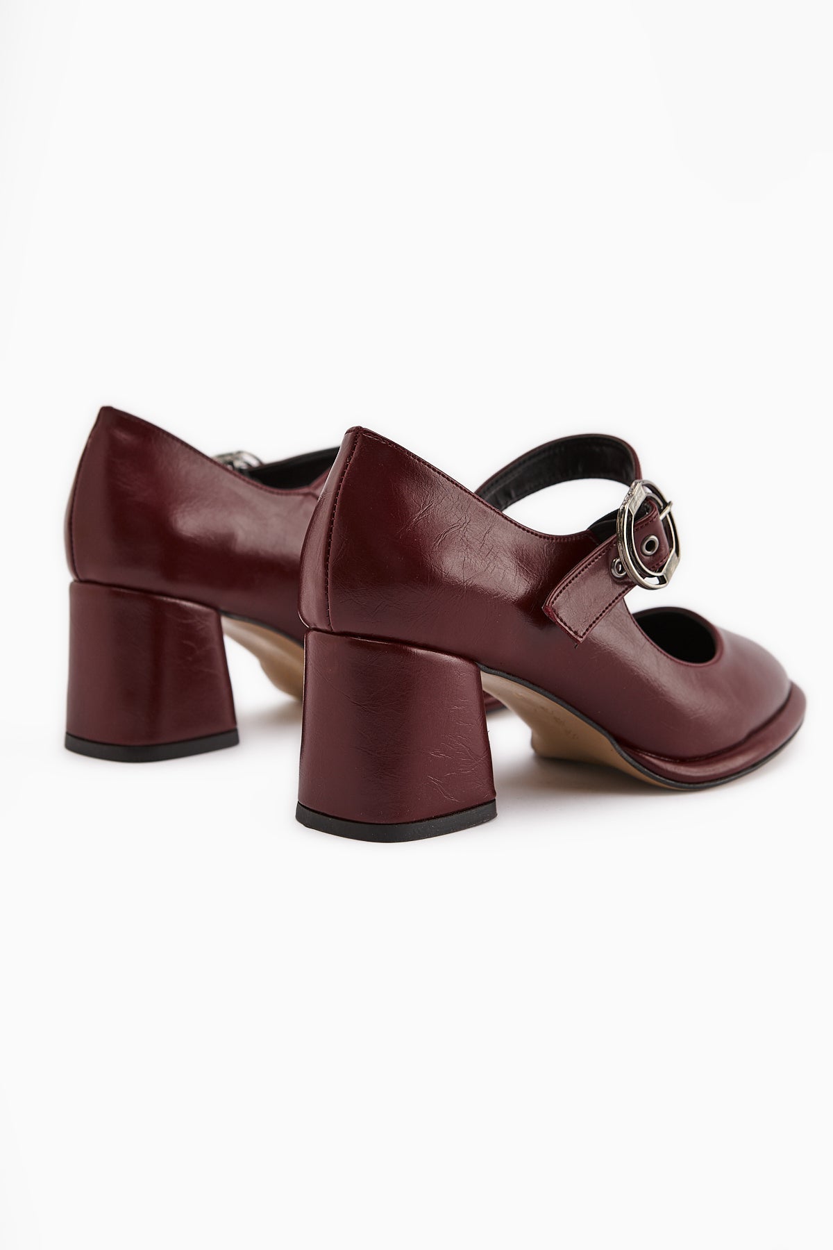 Nana – Burgundy Buckle-Detail Heeled Shoe (Women)