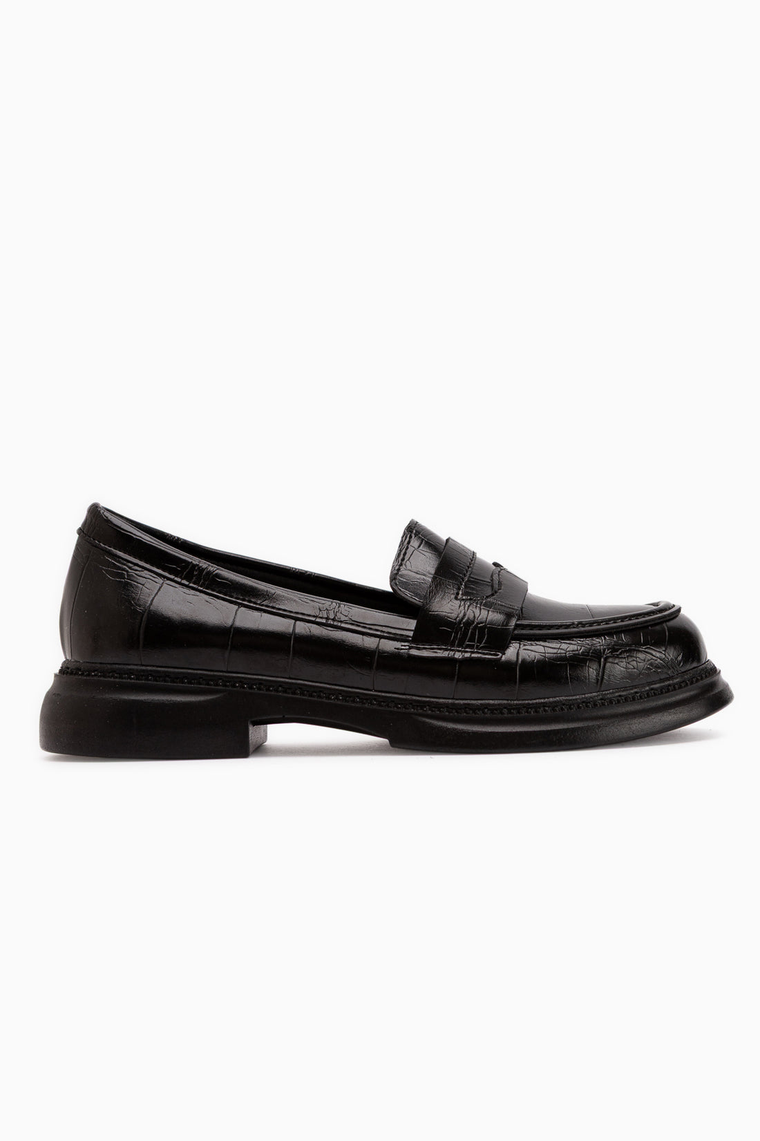 Sienna Schwarze Krokodil Muster Damen Loafer Freizeit Schuhe