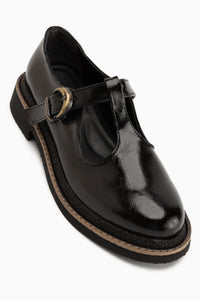 Naila Schwarze Schnalle Riemen Damen Loafer Alltagsschuhe