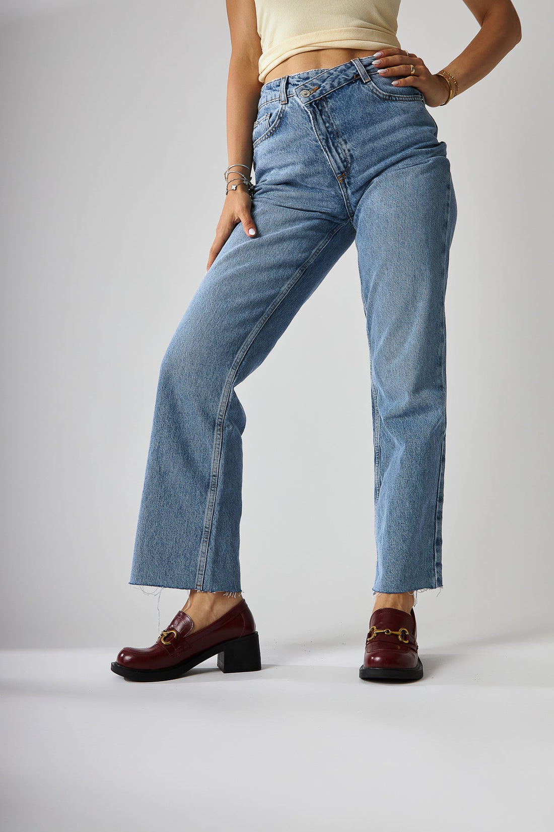 Berita Damen Chunky Heel Schuh in Bordo