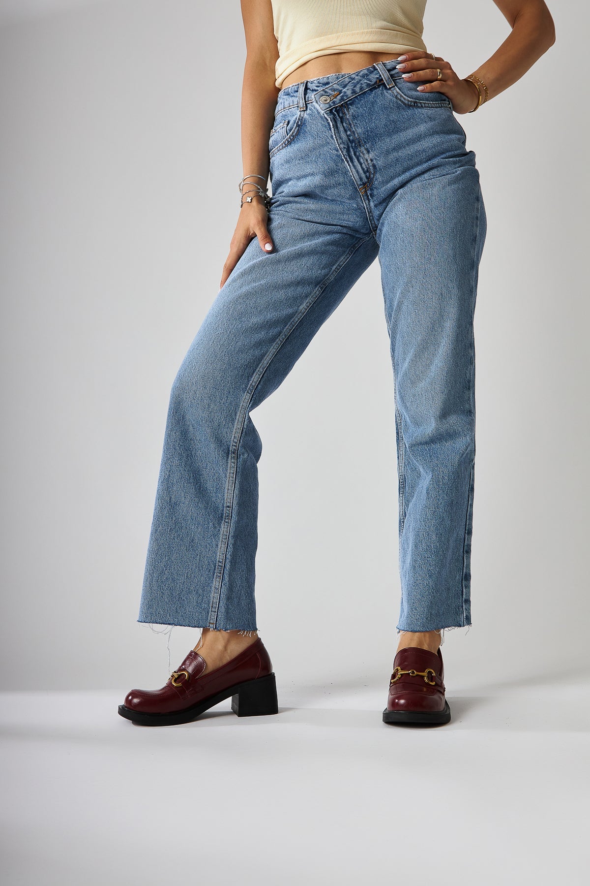 Berita Damen Chunky Heel Schuh in Bordo