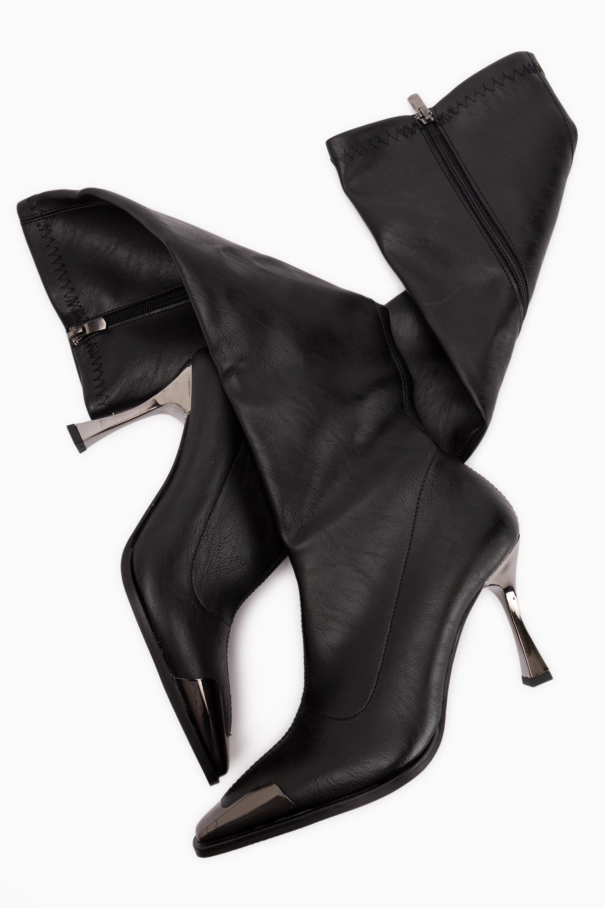Gretta Schwarze Absatz-Stretch-Stiefel