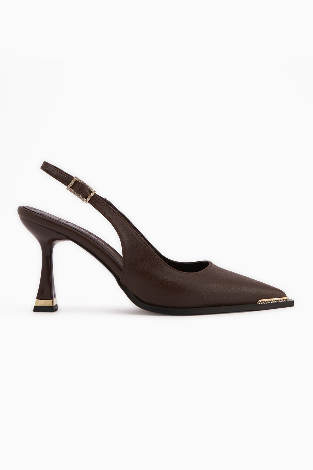 Vita Braune Stein Detail Geschlossene Zehen Damen Absatzschuhe