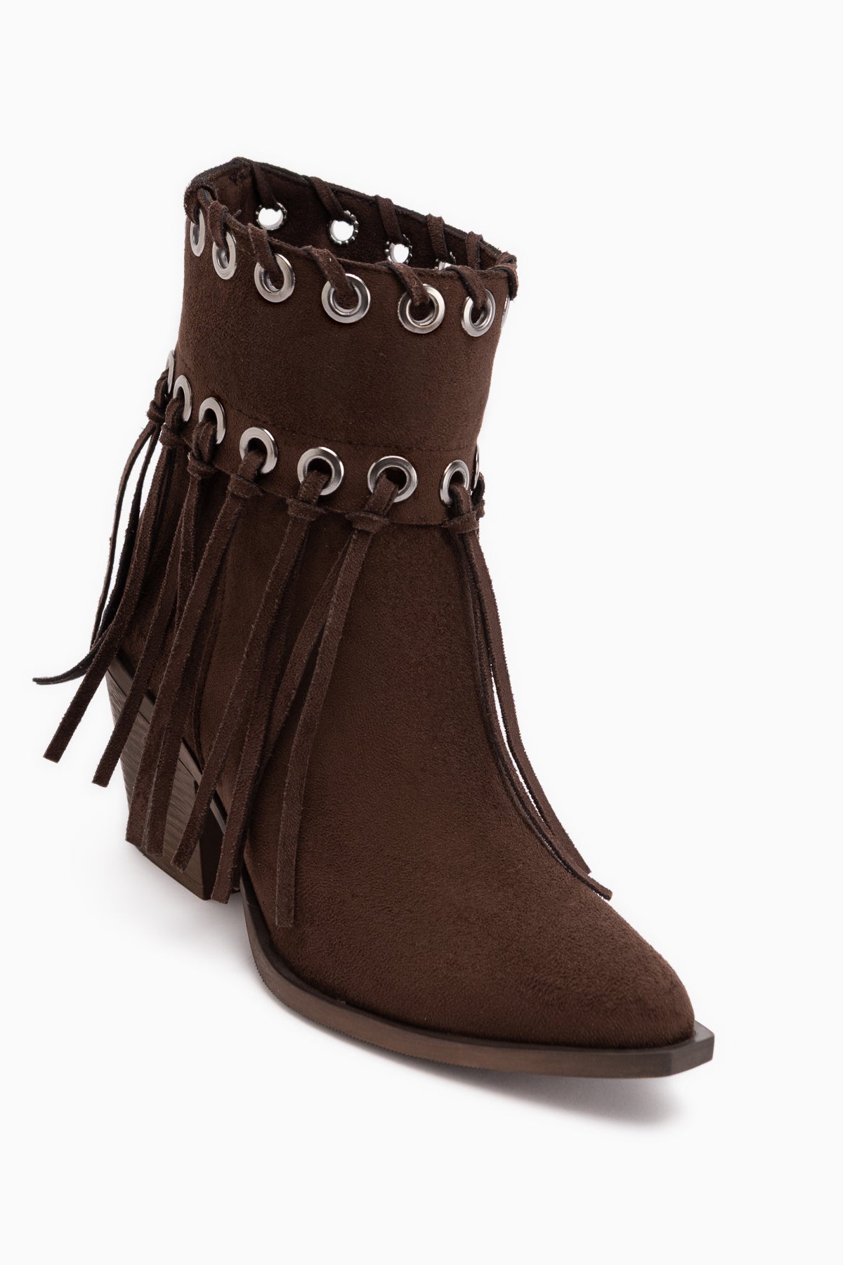 Nessa Wildleder Fransen Chunky Absatz Damen Cowboy Stiefel