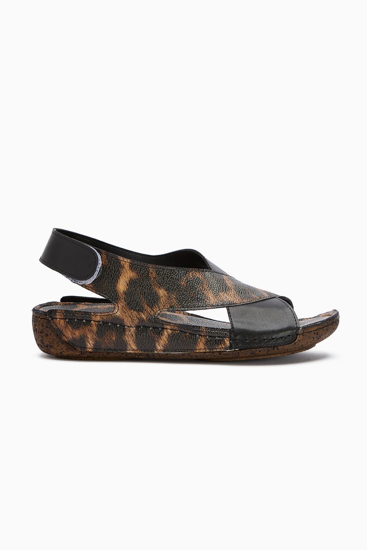 Margit Leoparddruck Kreuzriemen Damen Komfort Sandalen