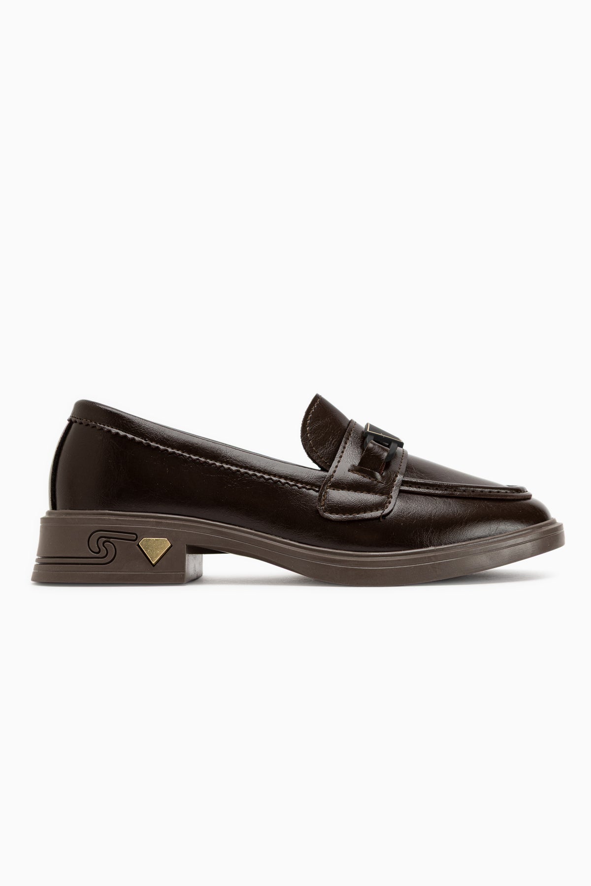 Emilia Braun Schnalle Damen Loafer Alltagsschuhe