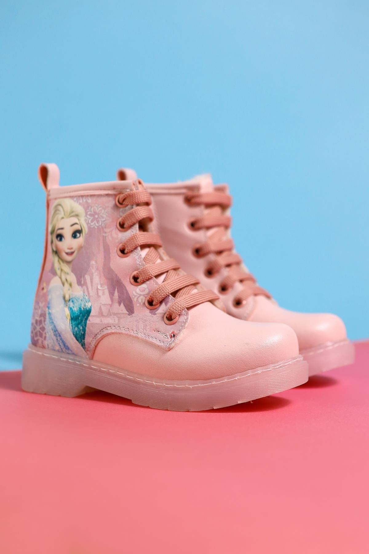 Lyan – Rosé Stiefelette mit Charakter-Print und Schnürung (Kinder)