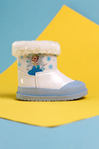Elea White Cartoon Character Printed Furry Baby Boots