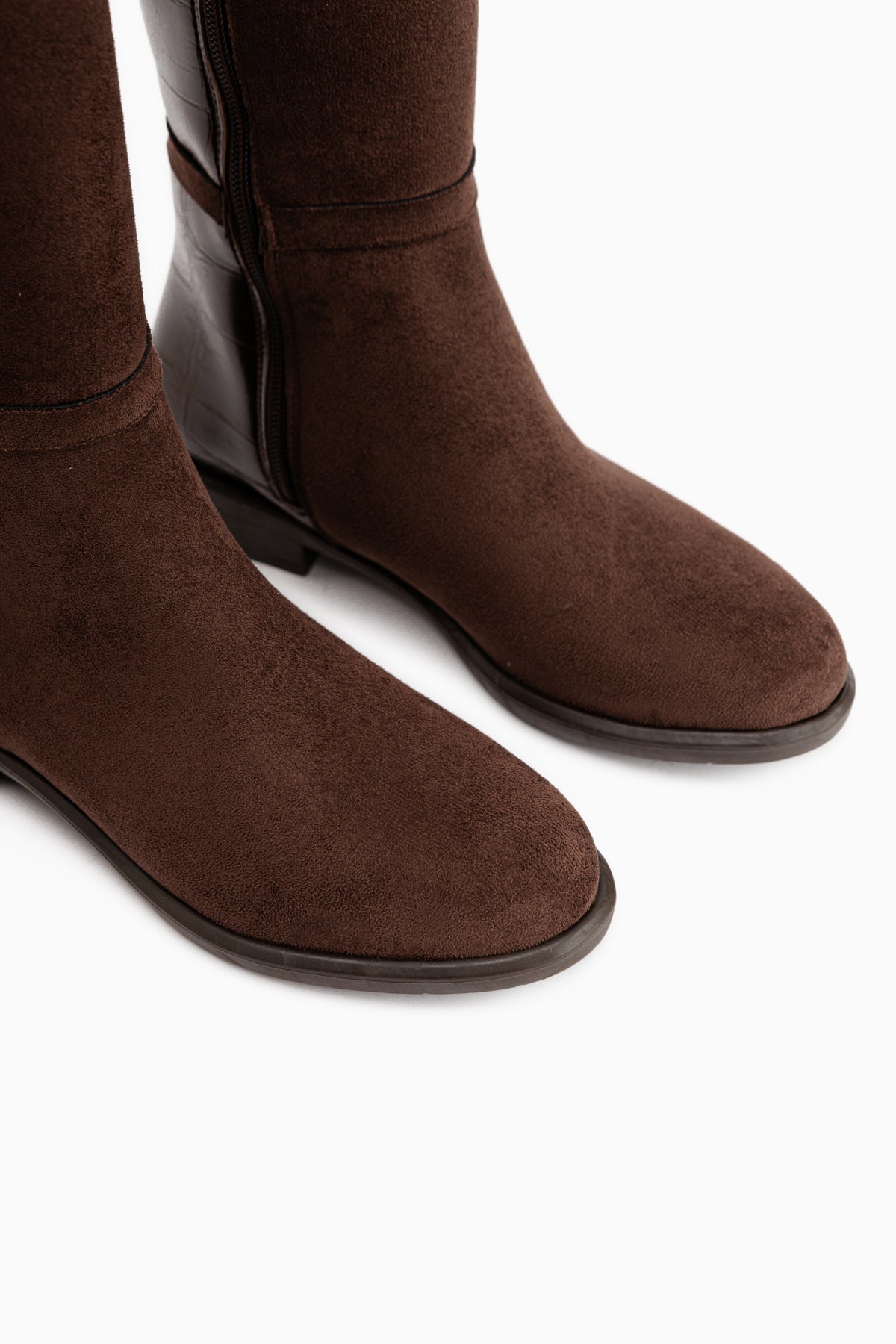 Essie Braune Wildleder Schnalle Damen Stiefel