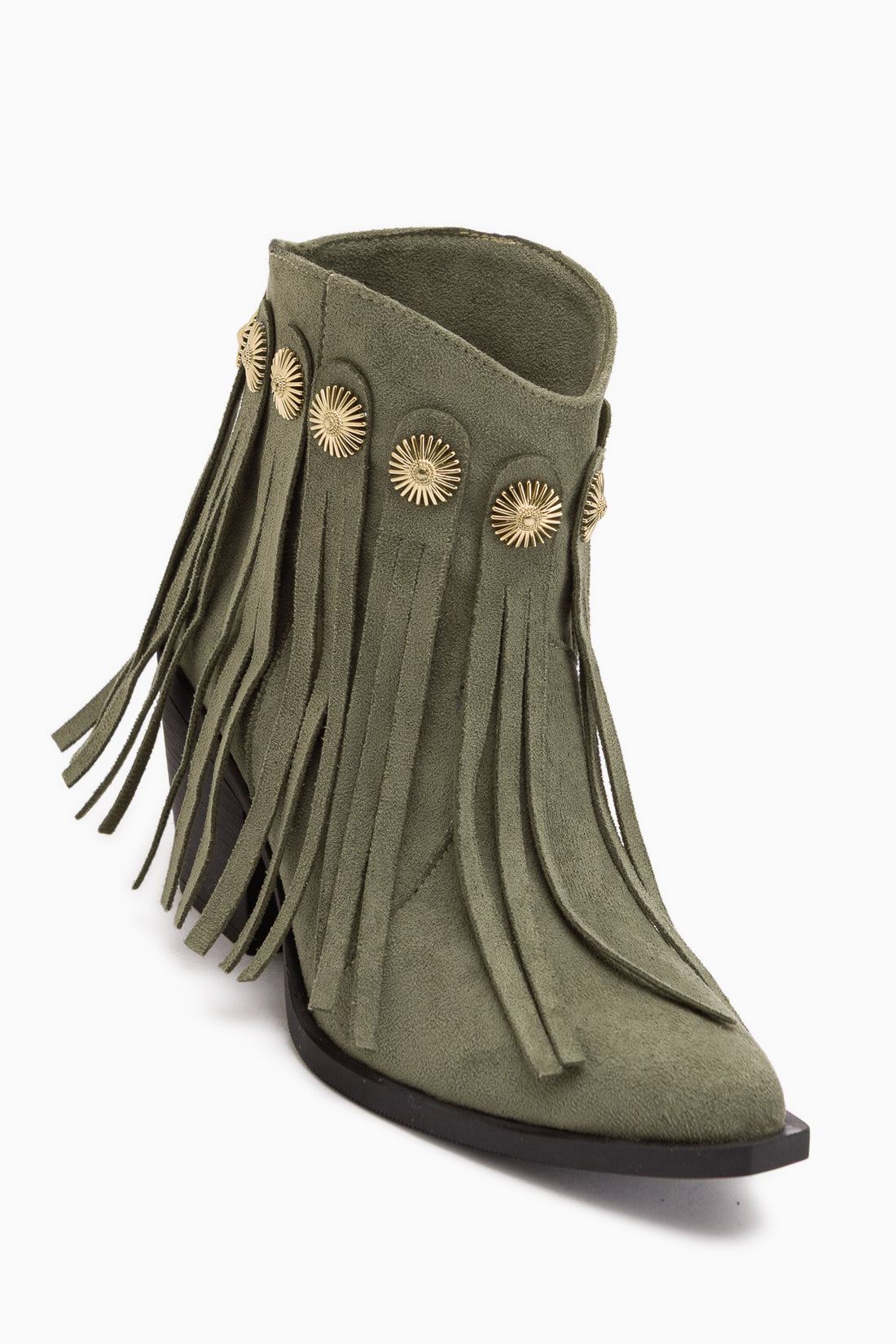 Rodeo Grün Wildleder Fransen Dicke Absatz Damen Western Stiefel