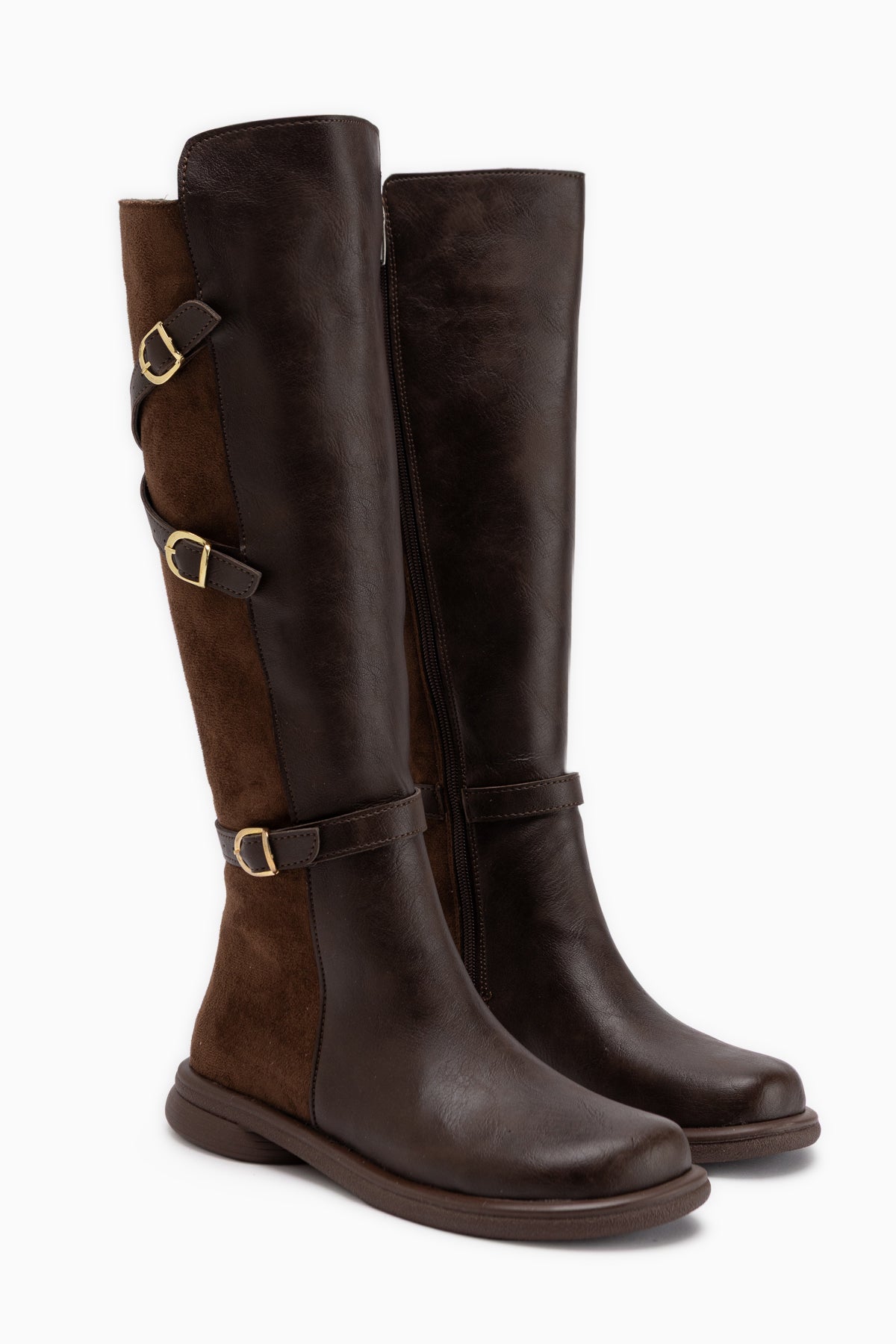 Hilda Braun Wildleder Gürtels Damen Stiefel